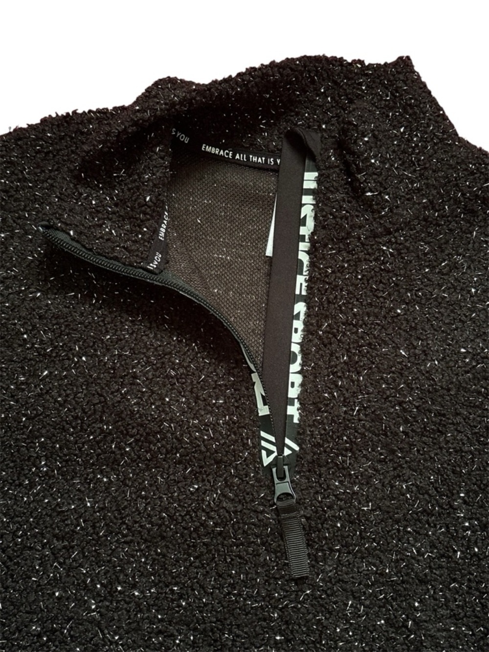 Justice Black Metallic-Thread Half Zip Sweater - Picture 3 of 6